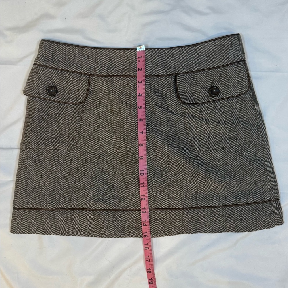 Tulle NWT Brown Herringbone Mini Skirt Large Preppy Academia - Picture 6 of 9